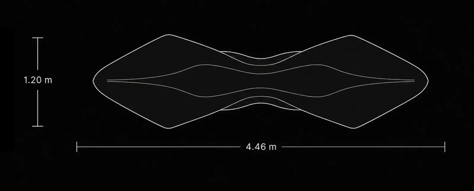 Mollusk Bench Top view technical drawing