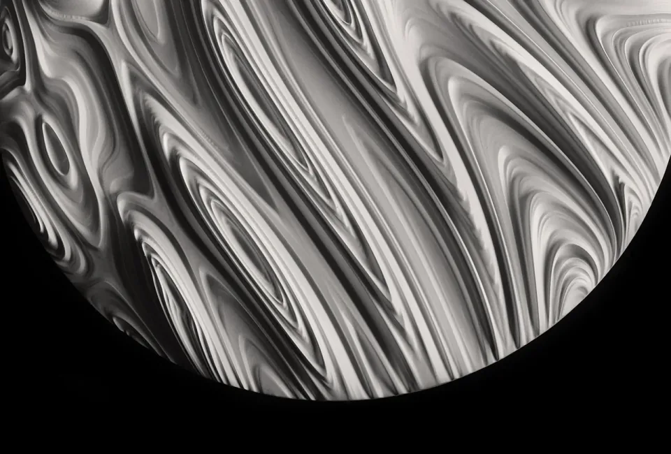 Cropped lower edge of a circular Jupiter wall panel with elongated layered contours.