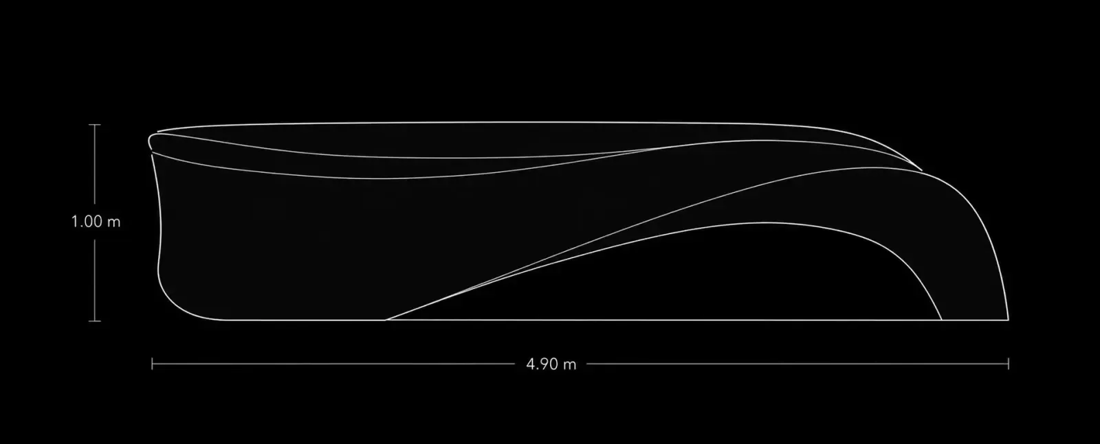M Reception Desk Front view technical drawing