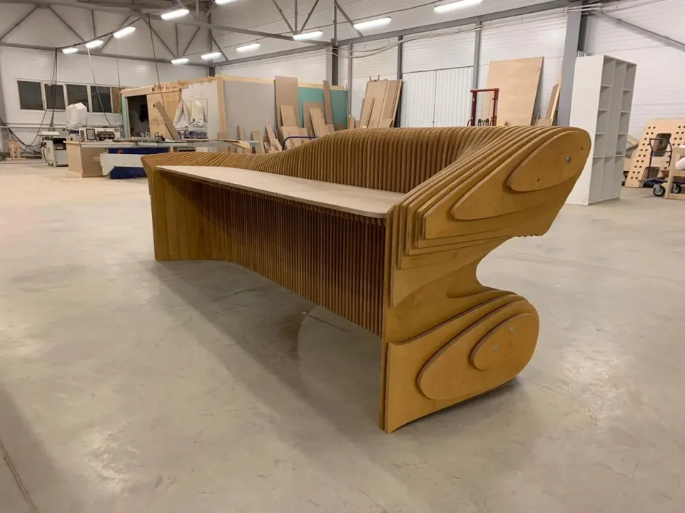 G Reception Desk, rear working side during workshop assembly.