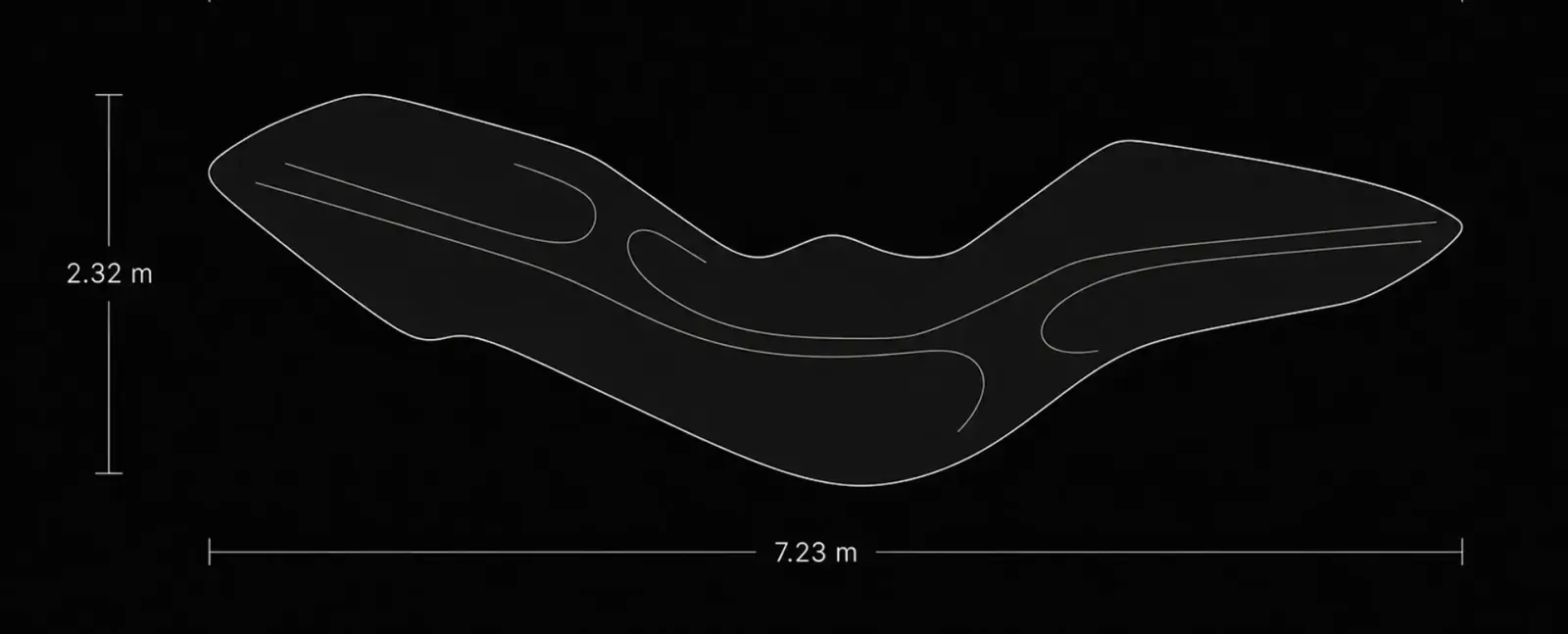 Parametric Bench Top view technical drawing