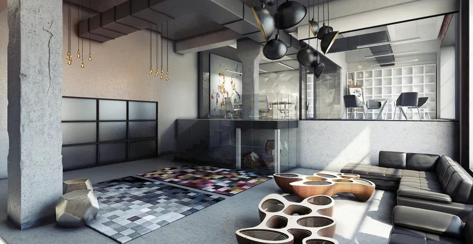 Rain gatherer table, Rain Gatherer table positioned in a contemporary living room.
