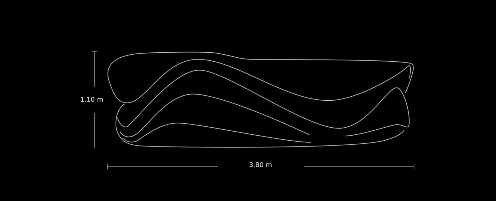 O Reception Desk Front view technical drawing