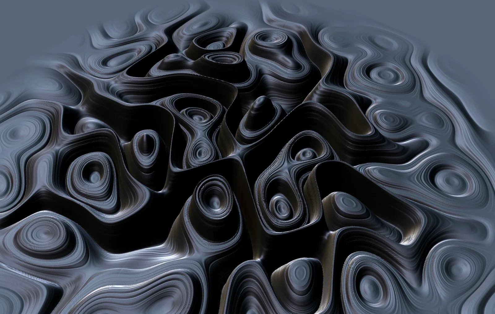 Abstract procedural surface representing the Liquid Noise interactive generative art project.