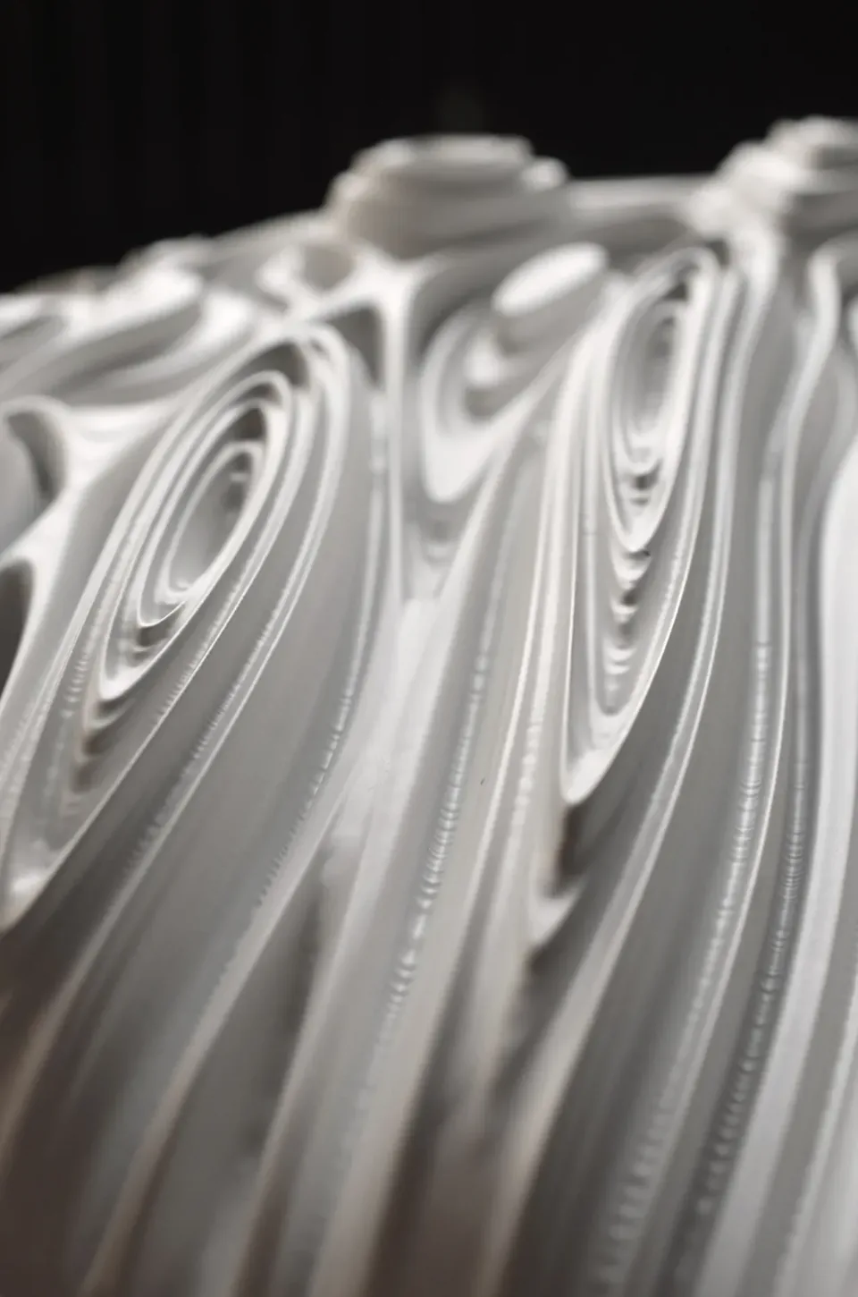 Jupiter Round Panel 02, side detail of raised folds and deep channels.