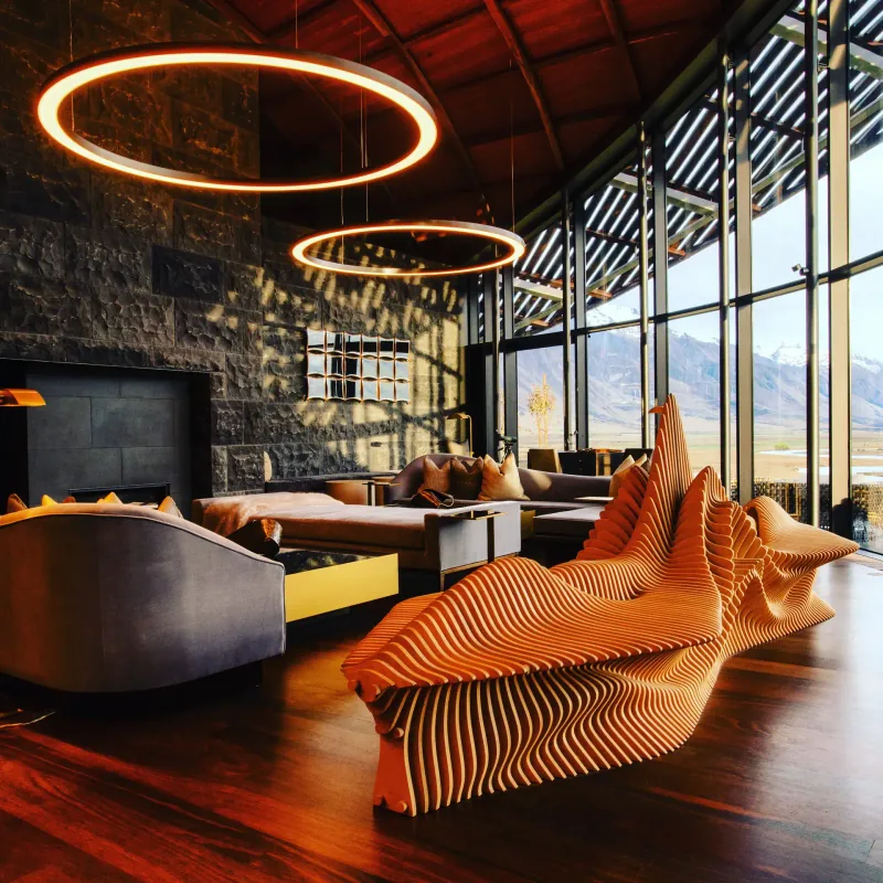 Mollusk bench for the guest lounge at the Lindis